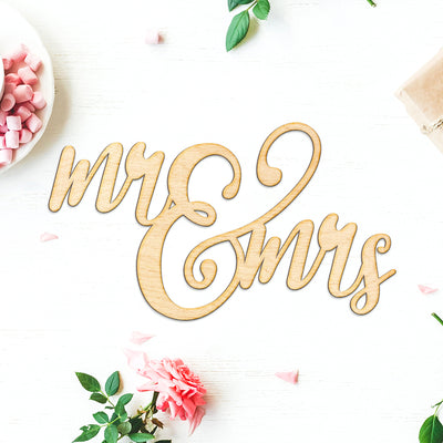 Mr and Mrs Wood Cut Sign