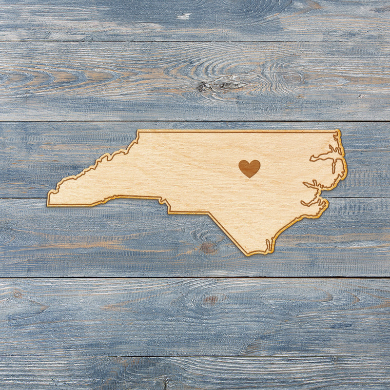 North Carolina Cut Sign With Custom Engraved Heart Placement