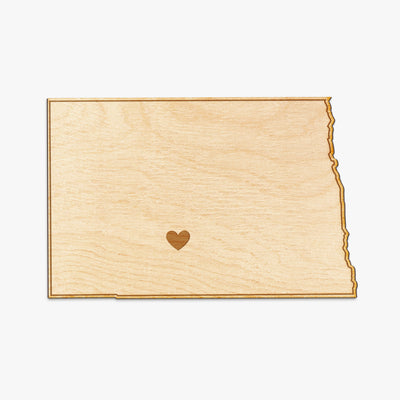 North Dakota Cut Sign With Custom Engraved Heart Placement