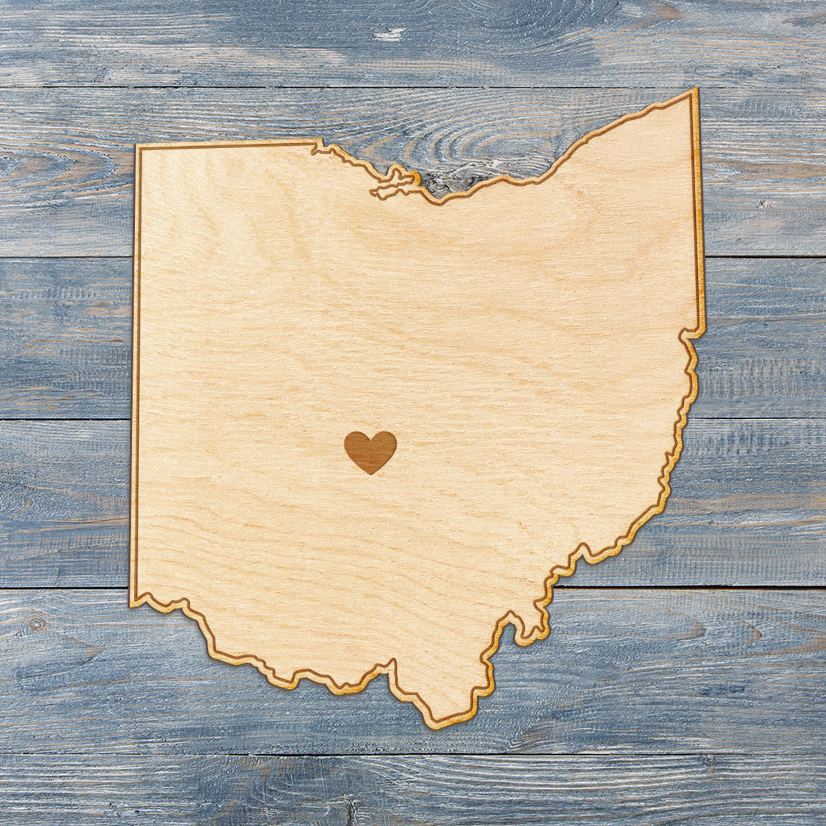 Ohio Cut Sign With Custom Engraved Heart Placement