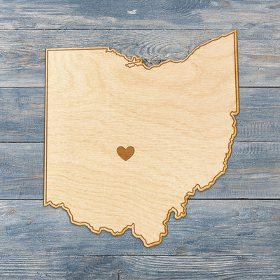 Ohio Cut Sign With Custom Engraved Heart Placement