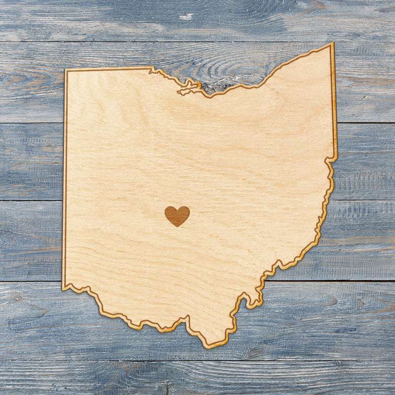 Ohio Cut Sign With Custom Engraved Heart Placement