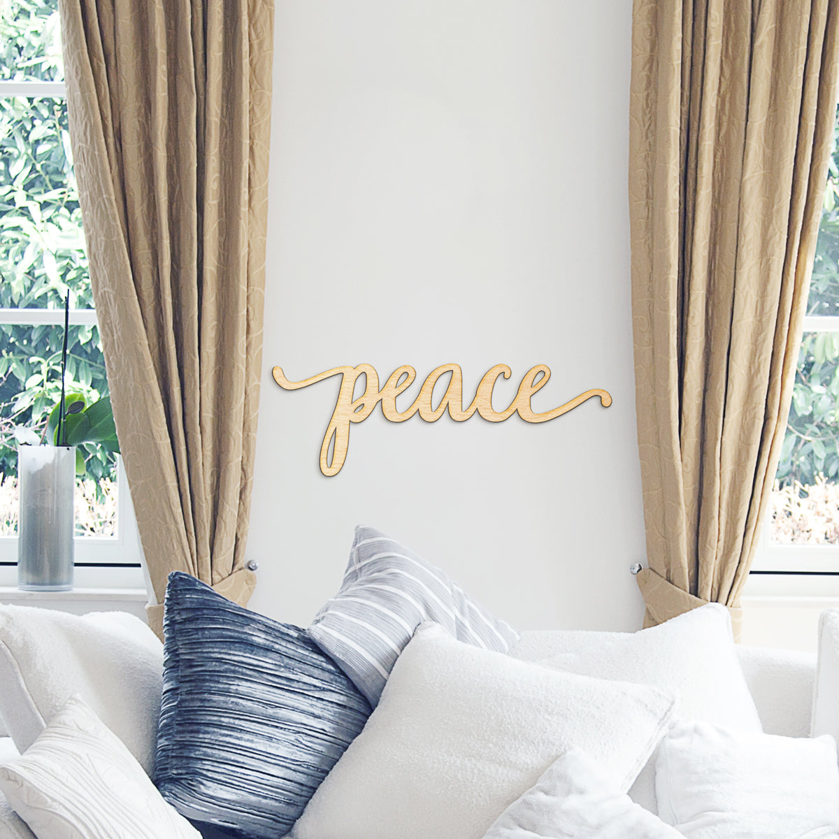 Peace Script Word Wood Sign
