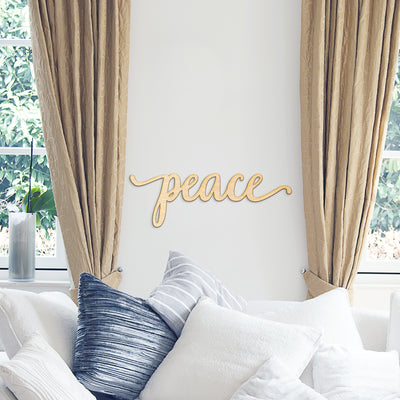 Peace Script Word Wood Sign