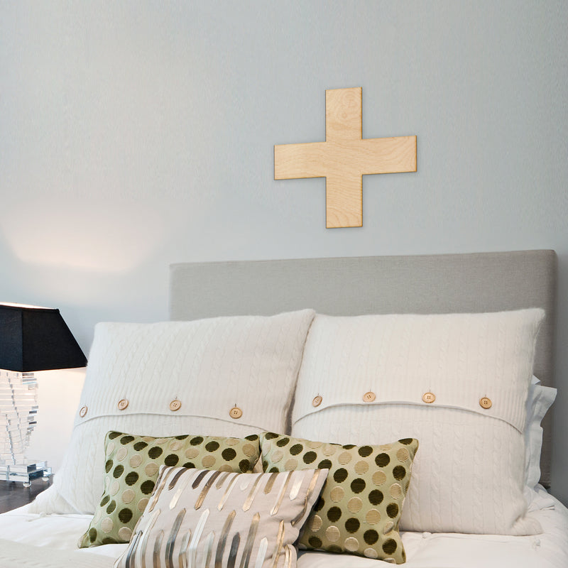 Plus Symbol Cut Wood Sign