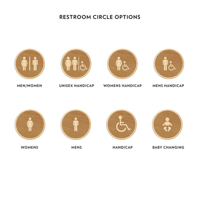 Restroom Circle Wood Engraved Sign