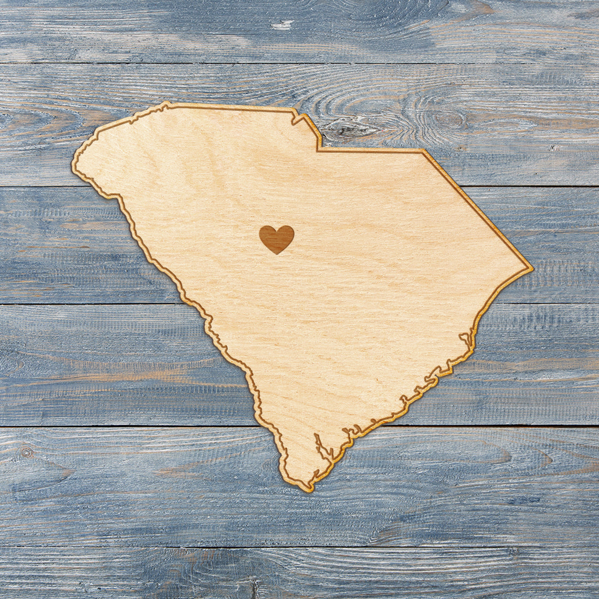 South Carolina Cut Sign With Custom Engraved Heart Placement