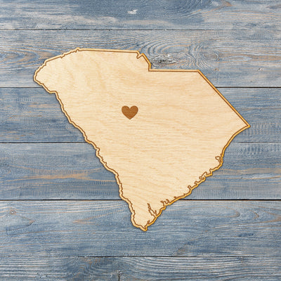 South Carolina Cut Sign With Custom Engraved Heart Placement