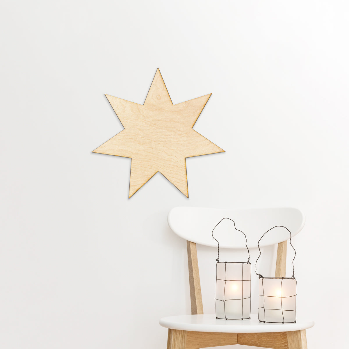 Seven Point Star Cut Wood Sign