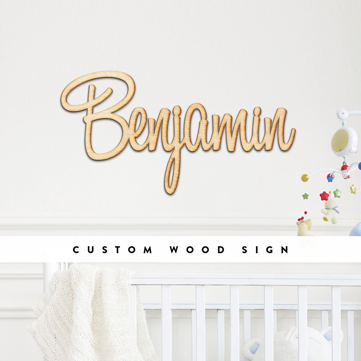 Custom Swan Script Word Wood Sign