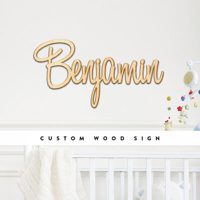 Custom Swan Script Word Wood Sign
