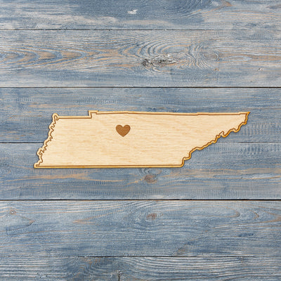 Tennessee Cut Sign With Custom Engraved Heart Placement
