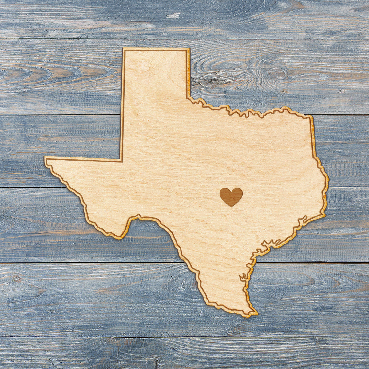 Texas Cut Sign With Custom Engraved Heart Placement