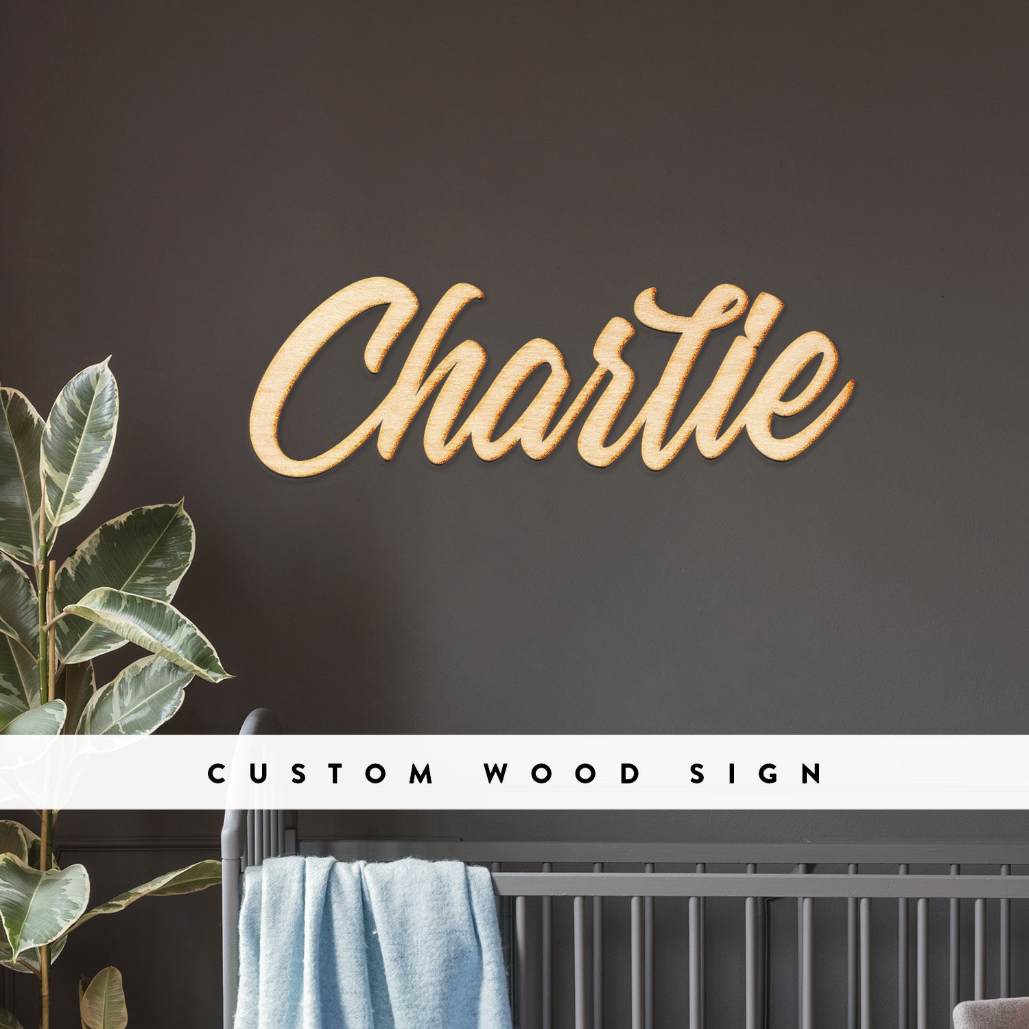 Custom Vermont Script Word Wood Sign