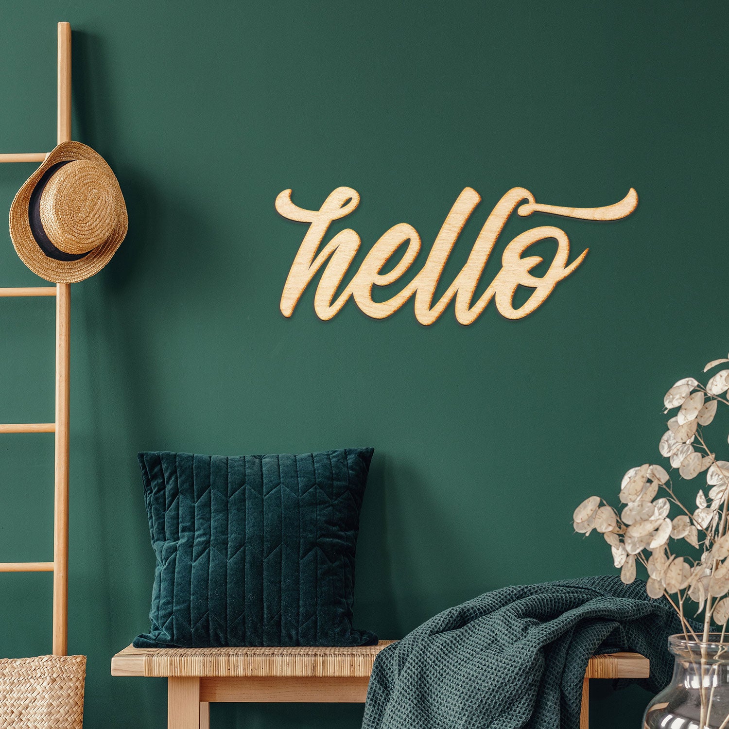 Hello Vermont Script Wood Sign