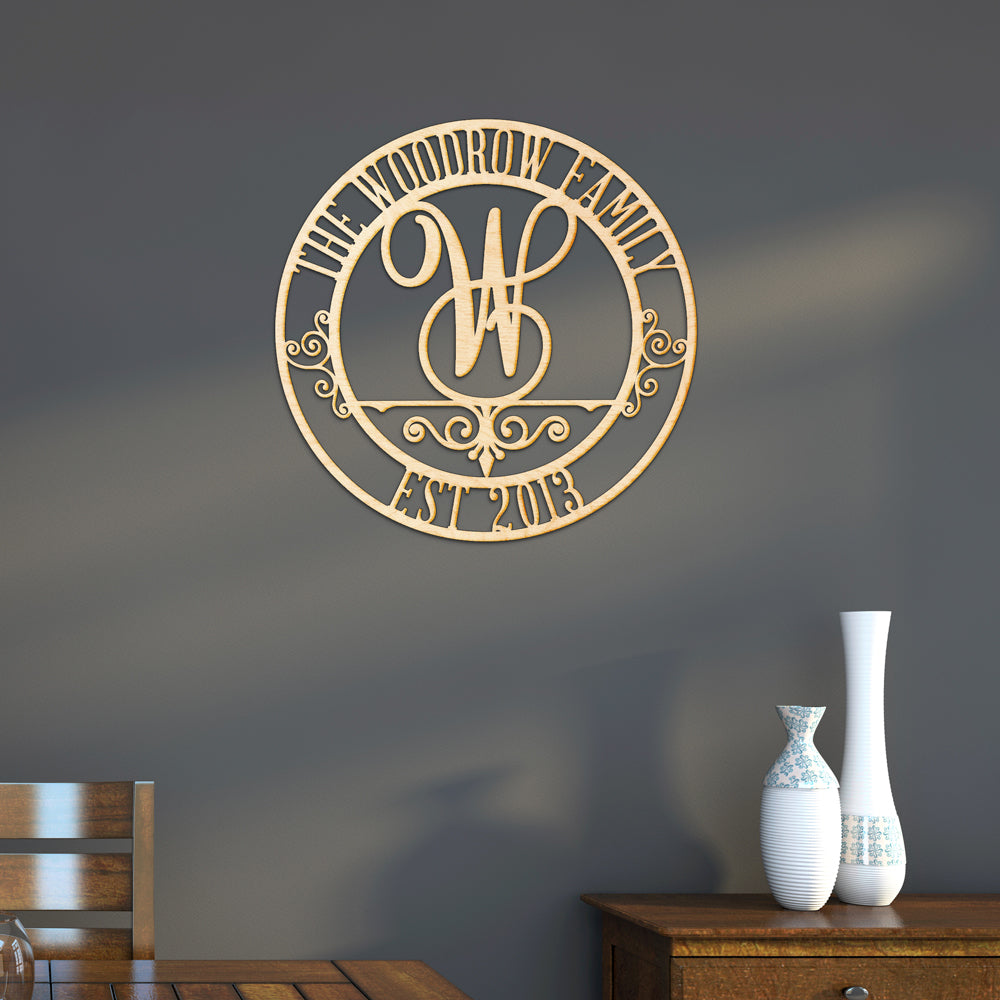 Victorian Family Ring Cut Wood Sign