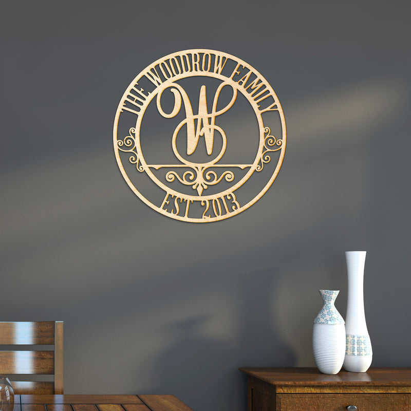 Victorian Family Ring Cut Wood Sign