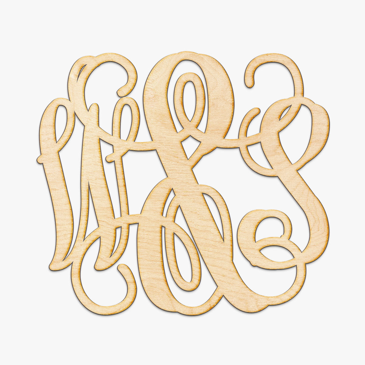 Vine Ampersand Initials Monogram Wood Sign