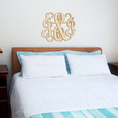 Vine Ampersand Initials Monogram Wood Sign