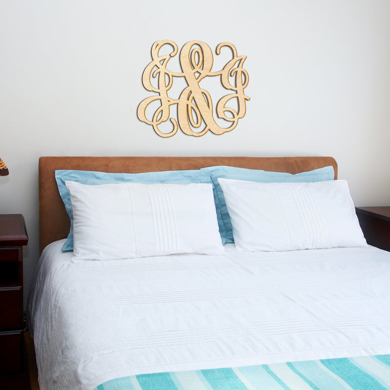 Vine Ampersand Initials Monogram Wood Sign