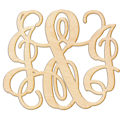 Vine Ampersand Initials Monogram Wood Sign