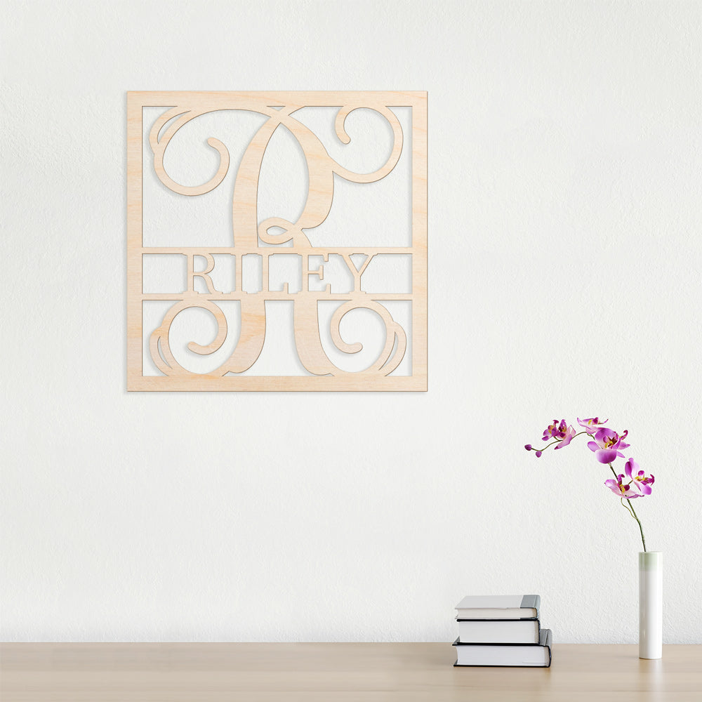 Vine Name Frame Cut Wood Sign