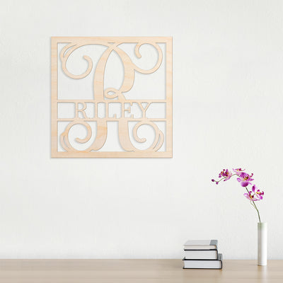 Vine Name Frame Cut Wood Sign