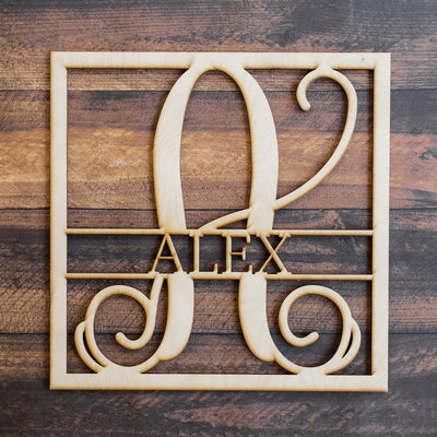 Vine Name Frame Cut Wood Sign