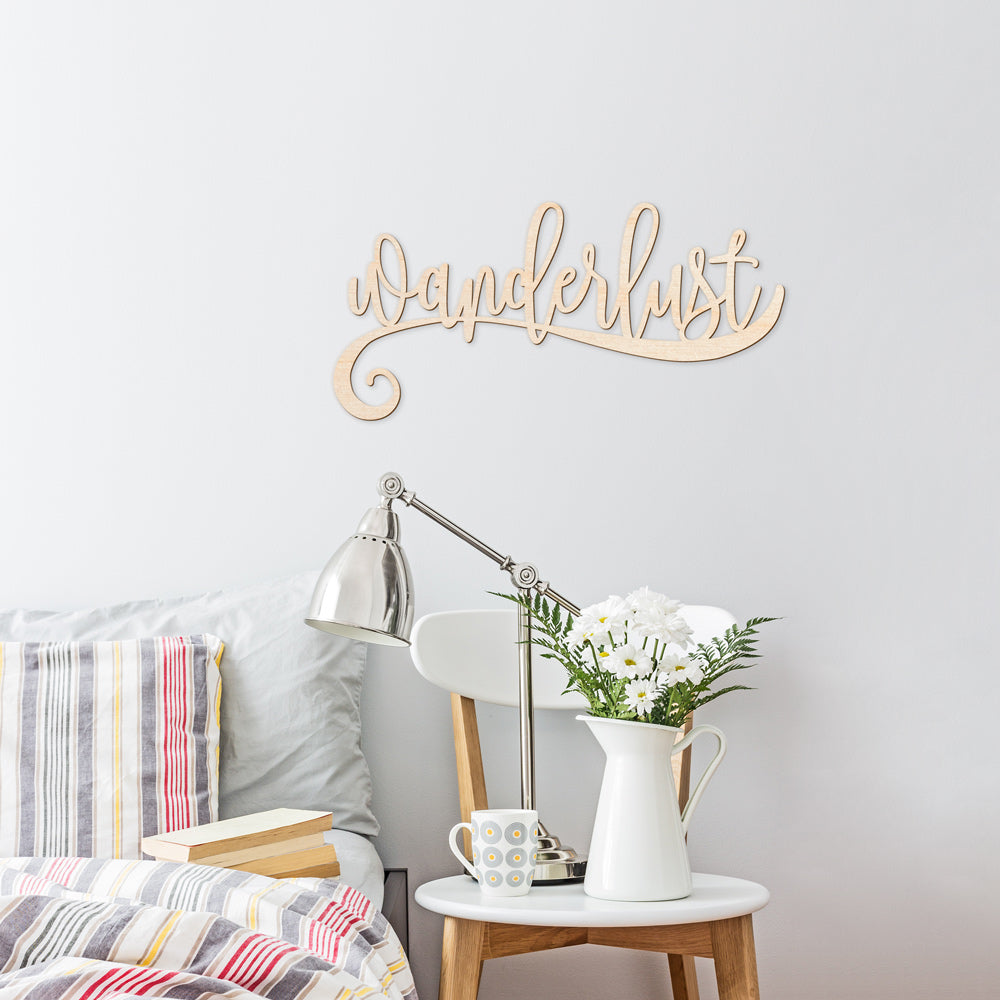 Wanderlust Script Wood Sign