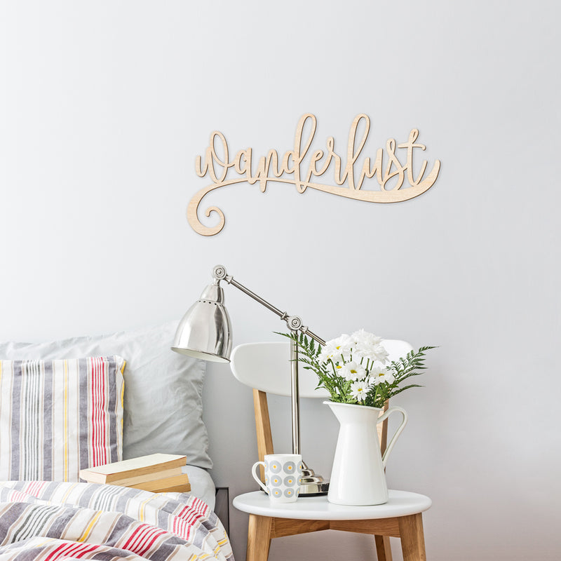 Wanderlust Script Wood Sign