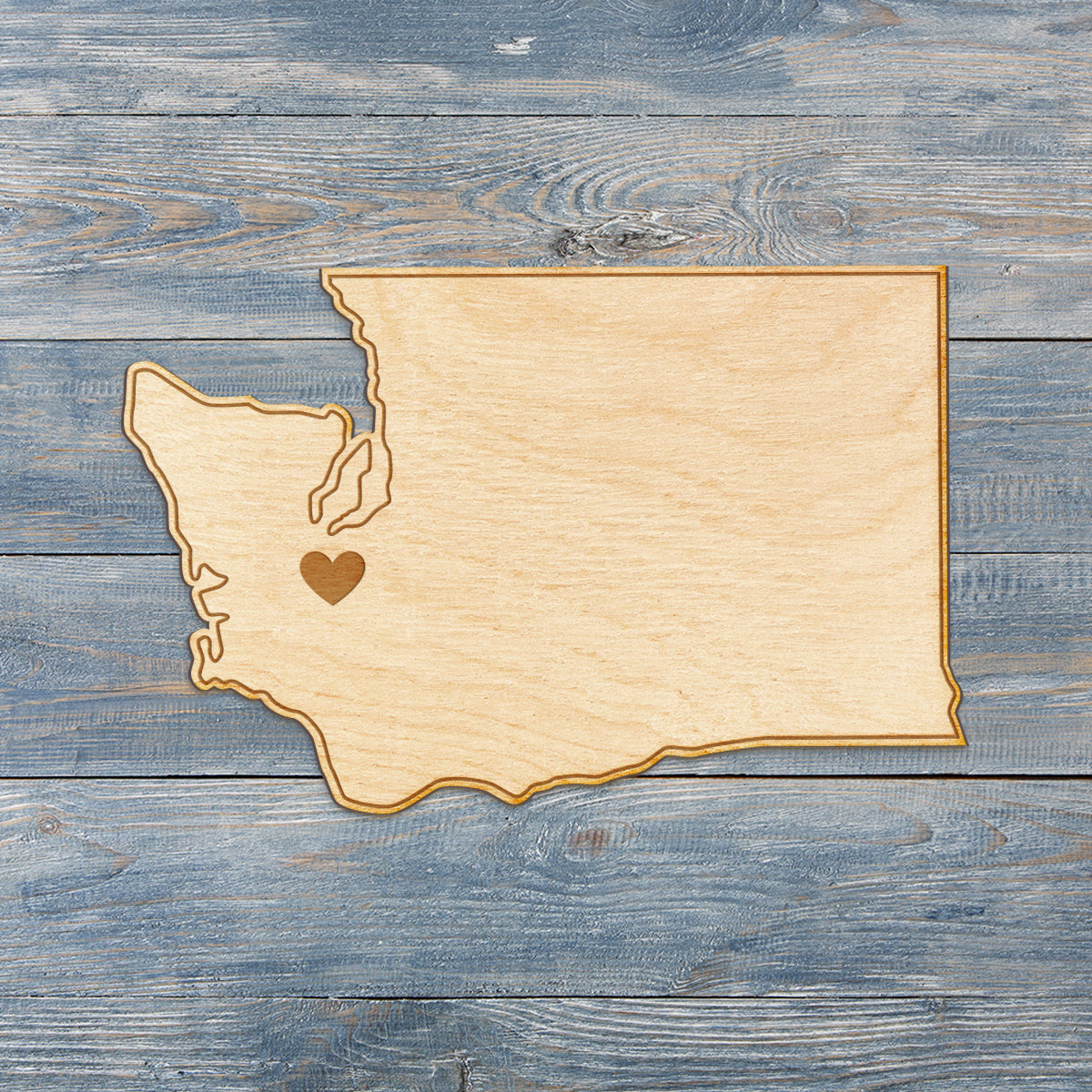 Washington Cut Sign With Custom Engraved Heart Placement