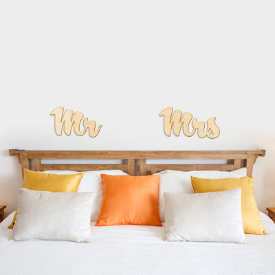 Wedding Mr and Mrs Wood Cut Signs