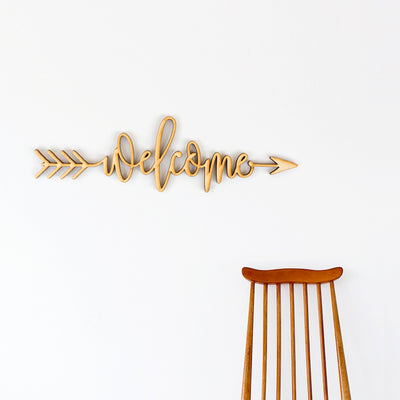 Welcome Arrow Wood Sign