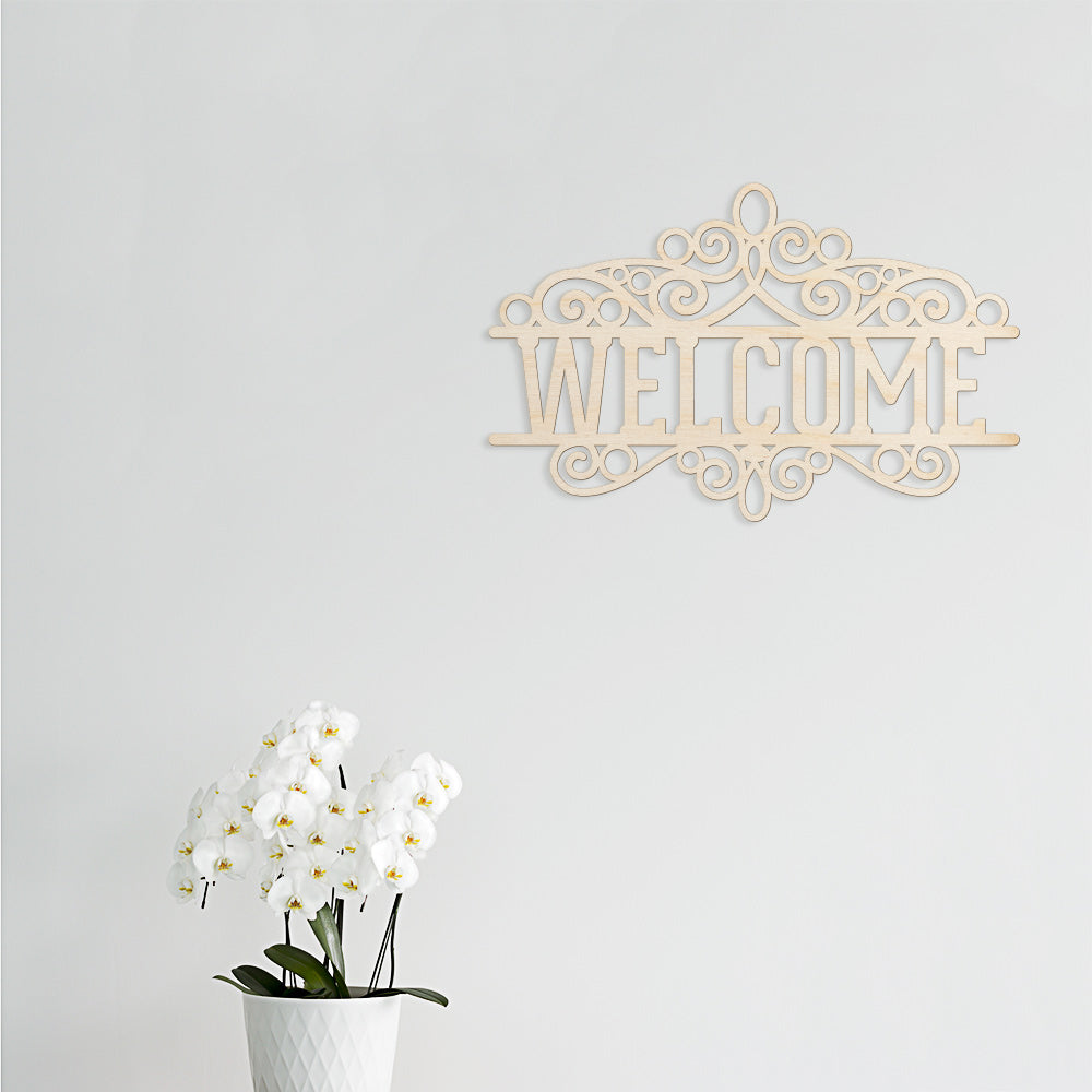 Welcome Wood Cut Sign