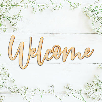 Welcome Jules Script Wood Cut Sign
