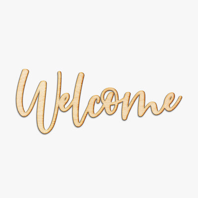 Welcome Jules Script Wood Cut Sign