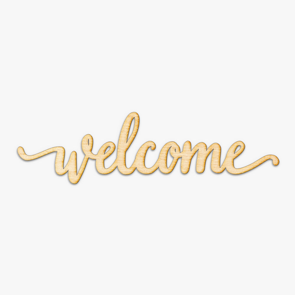 Welcome Script Wood Cut Sign