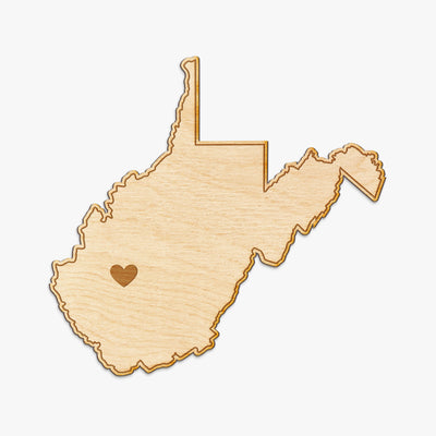 West Virginia Cut Sign With Custom Engraved Heart Placement