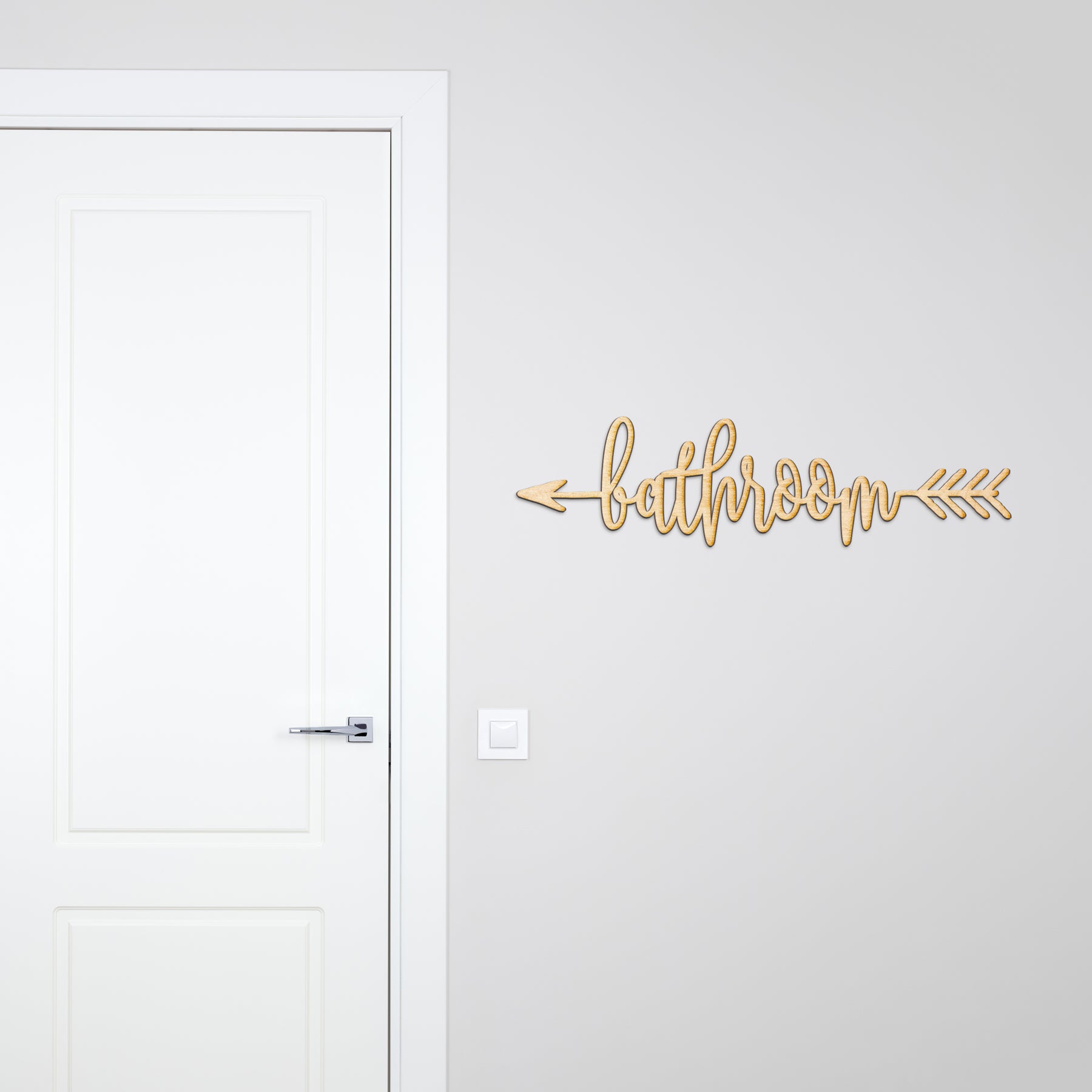 Bathroom Arrow Wood Sign
