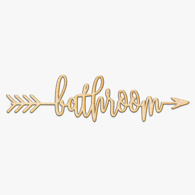 Bathroom Arrow Wood Sign