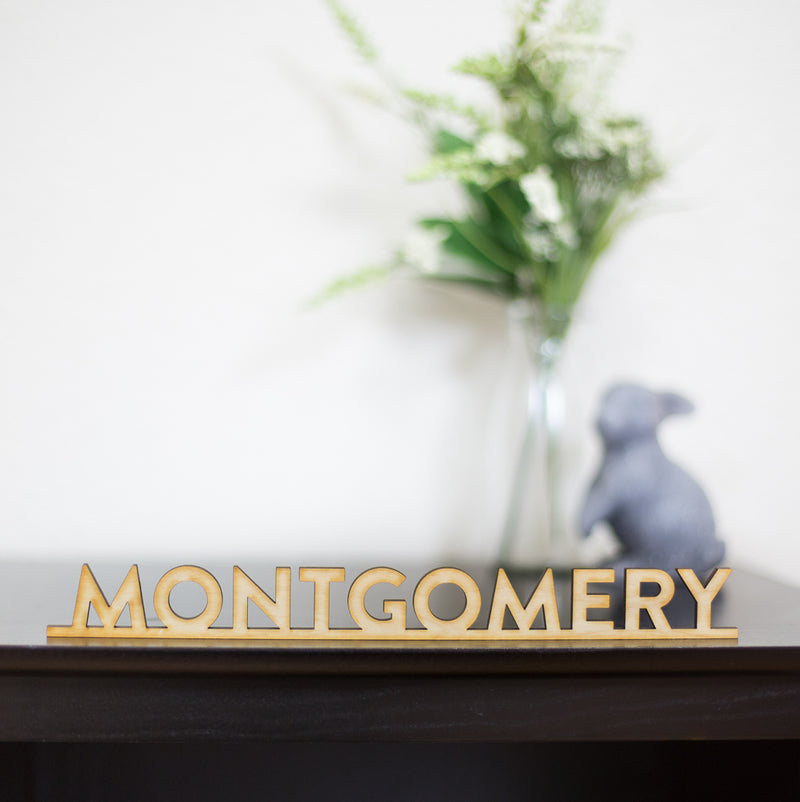 Freestanding Block Word Custom Wood Cut Sign