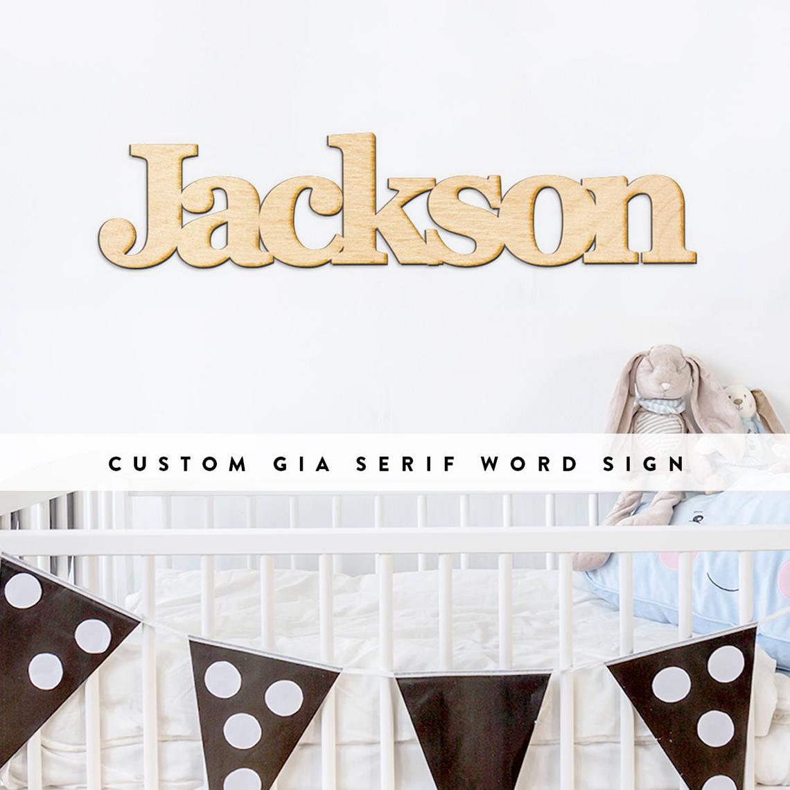 Custom Gia Script Word Wood Sign