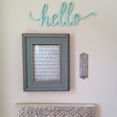 Script Hello Wood Sign