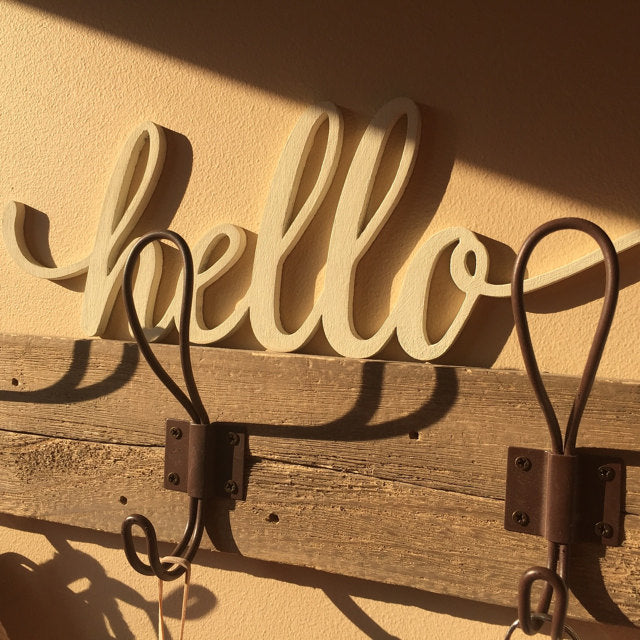 Script Hello Wood Sign