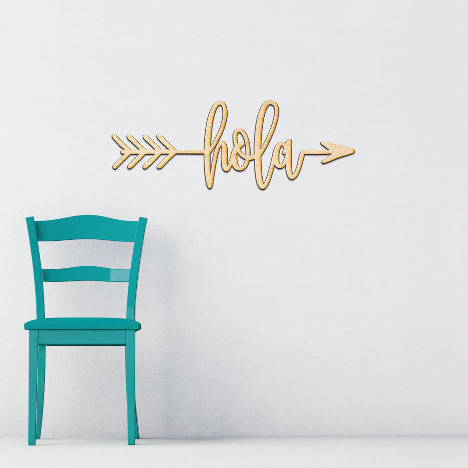 Hola Arrow Wood Sign