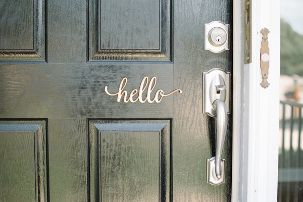 Script Hello Wood Sign