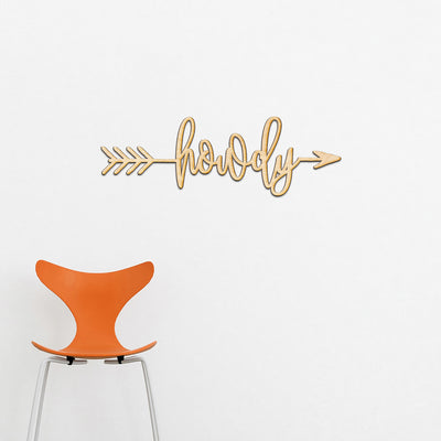 Howdy Arrow Wood Sign