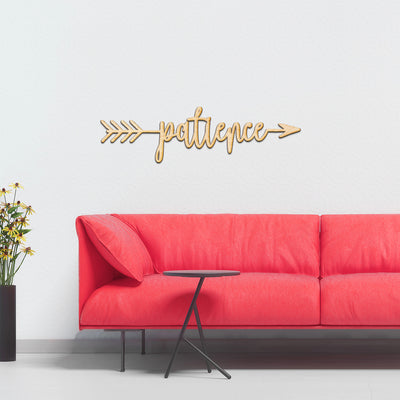 Patience Arrow Wood Sign
