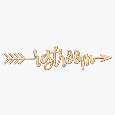 Restroom Arrow Wood Sign