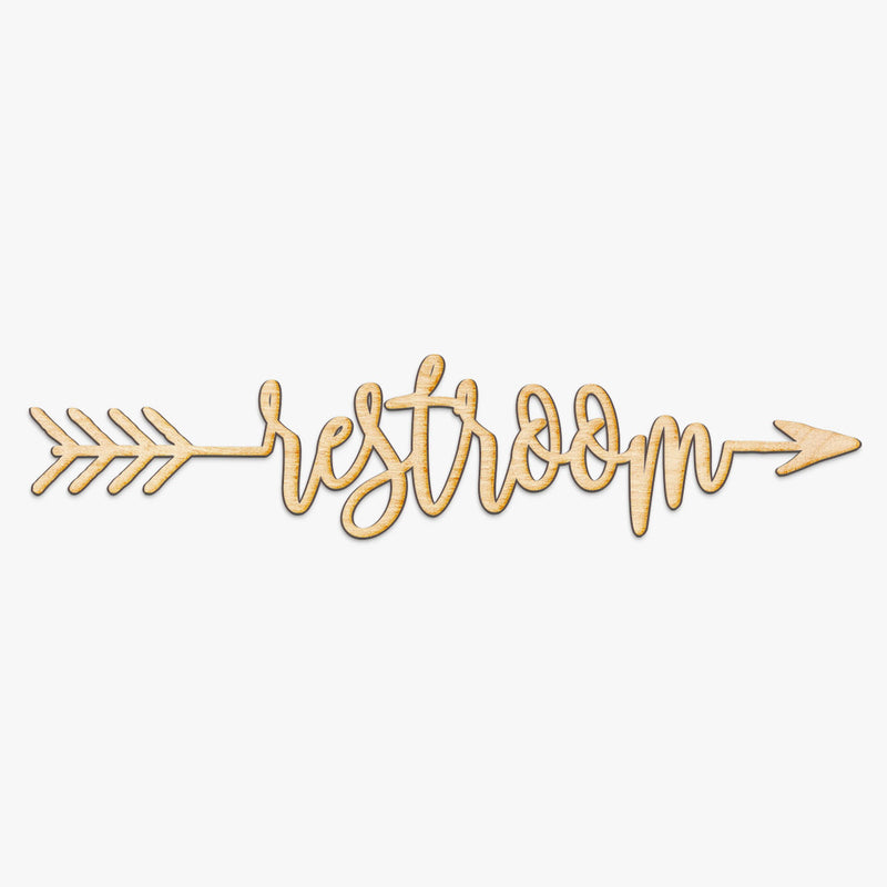 Restroom Arrow Wood Sign